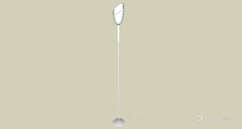 Modern Minimalist Floor Lamp With Sleek Curved Shade Slim Pole And Round Base 3d model 