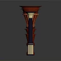 Architectural Decorative Columns With Red Detailed Texture And Black Gold Design