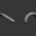Two Gray Curved Industrial Pipe Fittings With Ring Shaped Structures