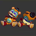 Cute Orange Plush Toy Bears With Black Top Hats Blue Eyes And Red Shoes