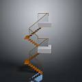 Modern Spiral Staircase Design With Orange Railings White Steps And Metal Structure