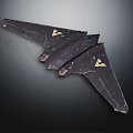 Black Stealth Fighter Model With Yellow Triangle Markings And Aerodynamic Design 3d model