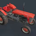 Red Functional Tractor With Large Tires And Seat