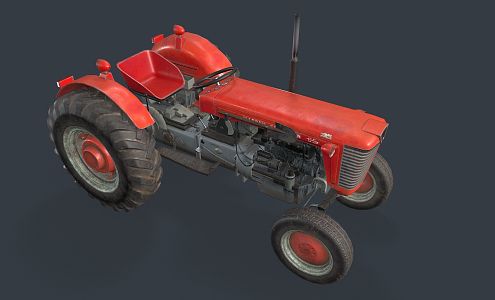 Agricultural Tractor Realistic Machinery Agricultural Tractor Motor Vehicle Function Car Red 3d model