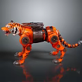 Detailed Orange Mechanical Tiger With Robotic Metal Structure And Armor Design Features 3d model