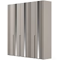 Modern Wardrobe Design Featuring Vertical Stripes And Metallic Handles Details 3d model