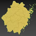 Satellite Map Of Regional Terrain With Green Vegetation And Coastal Boundaries