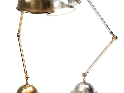 Vintage Metal Desk Lamp With Adjustable Arm And Dual Colored Shades 3d model