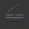 Modern Black Grand Piano With Stool And Electronic Control Panel 3d model