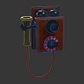 Vintage Red Telephone With Rotary Dial Bells And Handset Design