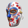 Ornate Painted Mask With Floral Patterns And Ear Loops
