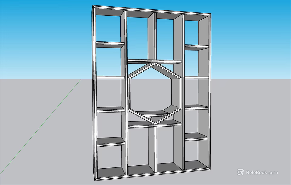 Modern Open Shelf Unit With Geometric Compartments For Home Office Storage 3d model 