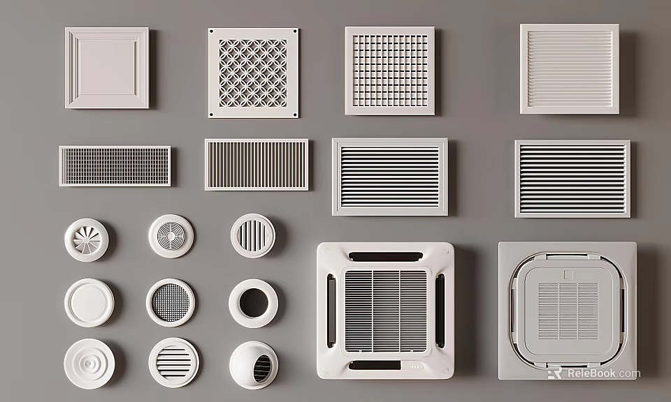 Various Design Options of Air Conditioner Vents for Modern Home and Office Use 3d model 