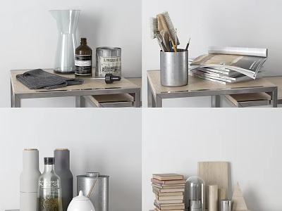Modern Decorative Ornament Set with Vases Cans Books for Home Tabletop Decoration 3d model
