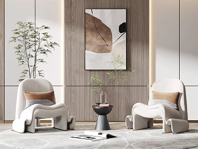 Modern leisure table and chair combination leisure chair 3d model
