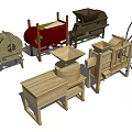 Modern grain windmill threshing machine rice threshing machine 3d model