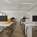 Bright Modern Public Office Space With Glass Partitions Wooden Flooring And Desks