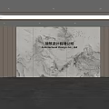 Front desk background wall hall background wall company image wall front desk reception background 3d model
