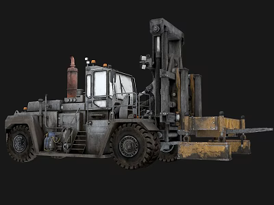 Industrial Heavy Duty Forklift With Mechanical Structure Cargo Fork And Rubber Tires 3d model