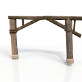 Wooden Arch Support Structure With Two Pillars And Crossbeam Design 3d model