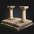 Two Classical Roman Stone Columns With Intricate Carved Base Details