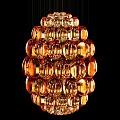 Golden Spherical Chandelier Composed of Multiple Small Spheres with Metallic Luster