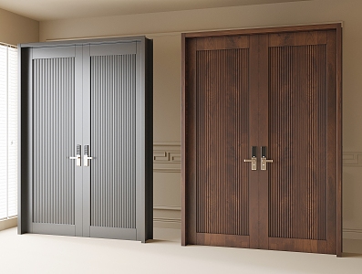 Modern security door double door entry door 3d model