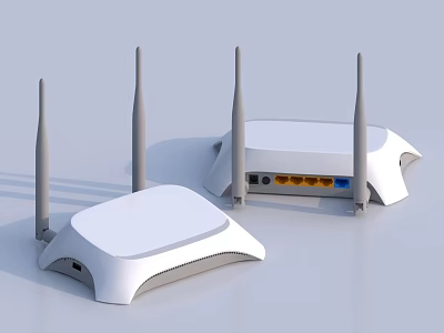 Router WIFI Transmitter WIFI Gateway Network Port Optical Cat Routing 3d model