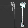 Classic Style Black Outdoor Furniture With Wall Mounted And Floor Standing Lamp Posts
