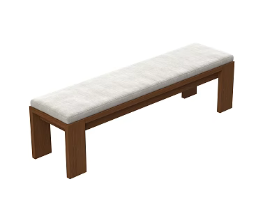 Modern Wooden Frame Sofa Bench With Light Colored Cushion And Simple Design 3d model