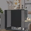Modern Open Shoe Cabinet with Multiple Shelves and Decorative Items on Top