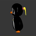 Cute 3D Penguin Character With Black Head White Body Orange Feet And Yellow Star