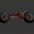 Futuristic Concept Car With Large Spherical Wheels And Blue Red Color Scheme