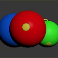 Colorful Christmas Balls In Blue Green Red With Golden Loops On Dark Background And Reflections