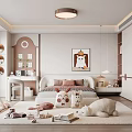 Kids Room Interior Design With Bed Stuffed Toys Play Tent Animal Art And Soft Rug