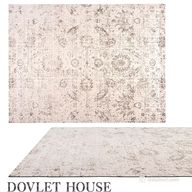 Square Rug With Intricate Vintage Patterns In Neutral Beige And Cream Tones 3d model 