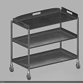 Industrial Style Metal Three Tier Rolling Cart With Storage Shelves And Wheels