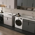 Modern Bathroom Vanity Cabinet With Sink Washing Machine And Wall Cabinets