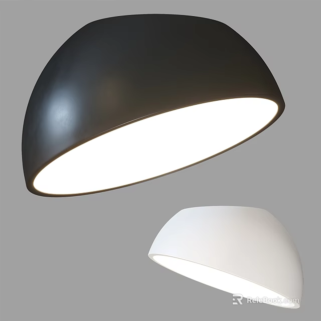 Modern Black And White Hemispherical Ceiling Lights With Bright Luminous Glow 3d model