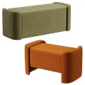 Modern Olive Green and Orange Corduroy Sofa Bench with Armrests and Long Design