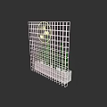 White Grid Partition Design With Green Plants And Base Structure 3d model