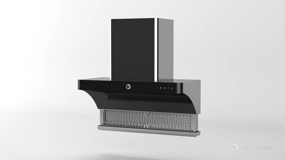 Modern Black Kitchen Range Hood With Sleek Exhaust Design And Control Panel 3d model 