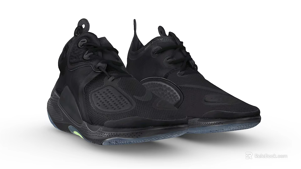 Black Modern Athletic Shoes With Breathable Mesh And Cushioned Sole Design 3d model 
