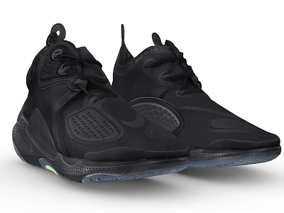 Black Modern Athletic Shoes With Breathable Mesh And Cushioned Sole Design 3d model