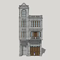 Classical Style Commercial Complex With Multi Story Building And Ornate Arched Windows 3d model