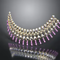 Elegant Decorative Metal Accessory With Purple Beads And Heart Shaped Pendants