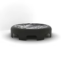 Round Modern Coffee Table With Black Frame And Marble Patterned Top Design 3d model
