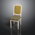 Classic White Frame Chair With Green Backrest And Checkered Seat Cushion