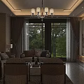 Elegant Modern Accent Armchairs In Living Room With Fireplace And Table Lamp