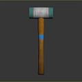 Hammer As Weapon Featuring Silver Head Green Ends And Wooden Handle With Blue Band